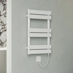Toasty Hush White Electric Flat Panel Heated Towel Rail with Heating Element