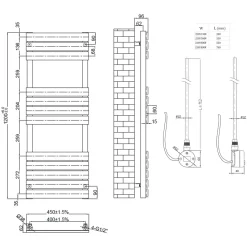 Toasty Hush White Electric Flat Panel Heated Towel Rail with Heating Element