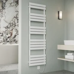 Toasty Hush White Electric Flat Panel Heated Towel Rail with Heating Element