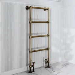 Toasty Merrin Antique Brass Floorstanding Traditional Heated Towel Rail - 1195 x 500mm