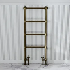 Toasty Merrin Antique Brass Floorstanding Traditional Heated Towel Rail - 1195 x 500mm