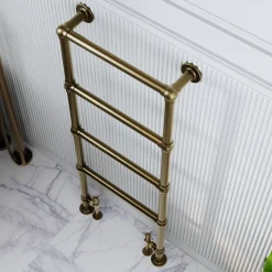 Toasty Merrin Antique Brass Floorstanding Traditional Heated Towel Rail - 1195 x 500mm