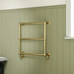 Toasty Merrin Brushed Brass Wall Hung Traditional Heated Towel Rail - 660 x 660mm