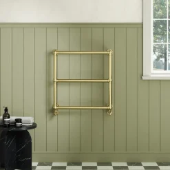 Toasty Merrin Brushed Brass Wall Hung Traditional Heated Towel Rail - 660 x 660mm