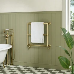 Toasty Merrin Brushed Brass Wall Hung Traditional Heated Towel Rail - 660 x 660mm