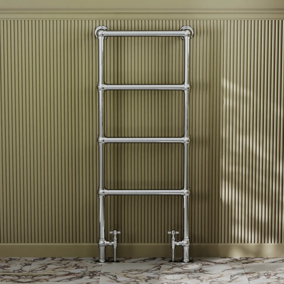 Toasty Merrin Chrome Floorstanding Traditional Heated Towel Rail