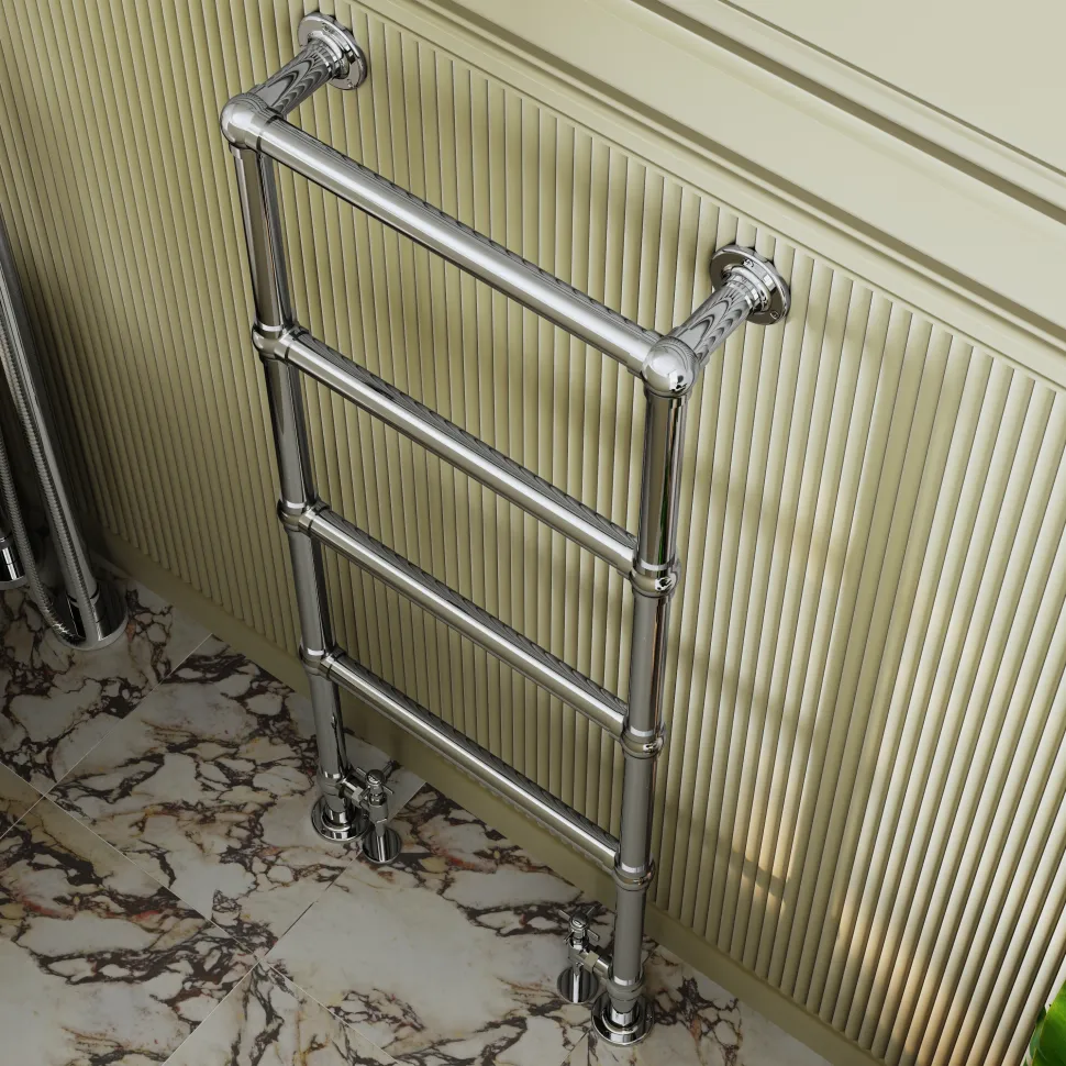 Toasty Merrin Chrome Floorstanding Traditional Heated Towel Rail
