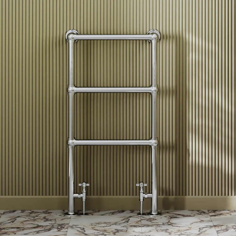 Toasty Merrin Chrome Floorstanding Traditional Heated Towel Rail