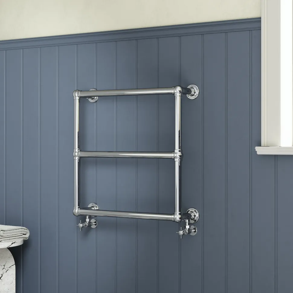 Toasty Merrin Chrome Wall Hung Traditional Heated Towel Rail - 660 x 660mm