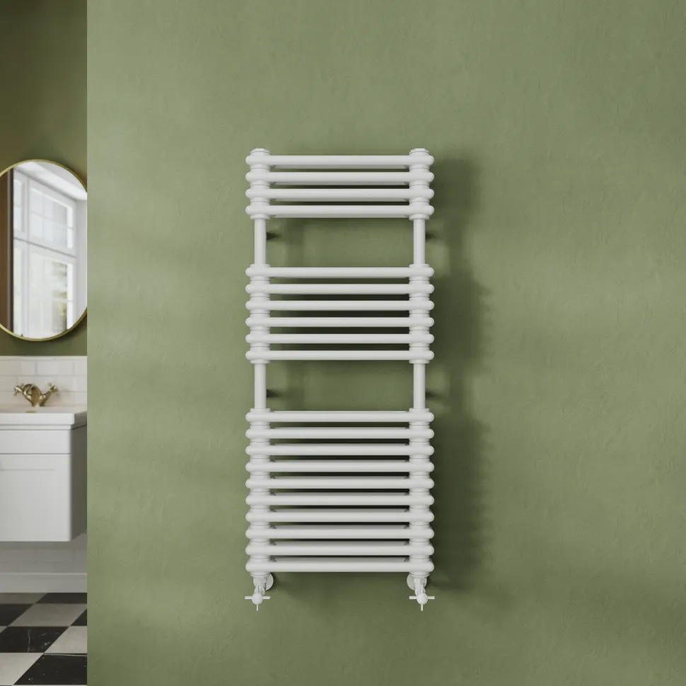 Toasty Montford White Traditional Column Heated Towel Rail