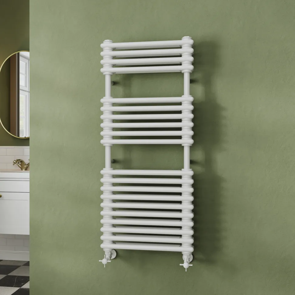 Toasty Montford White Traditional Column Heated Towel Rail