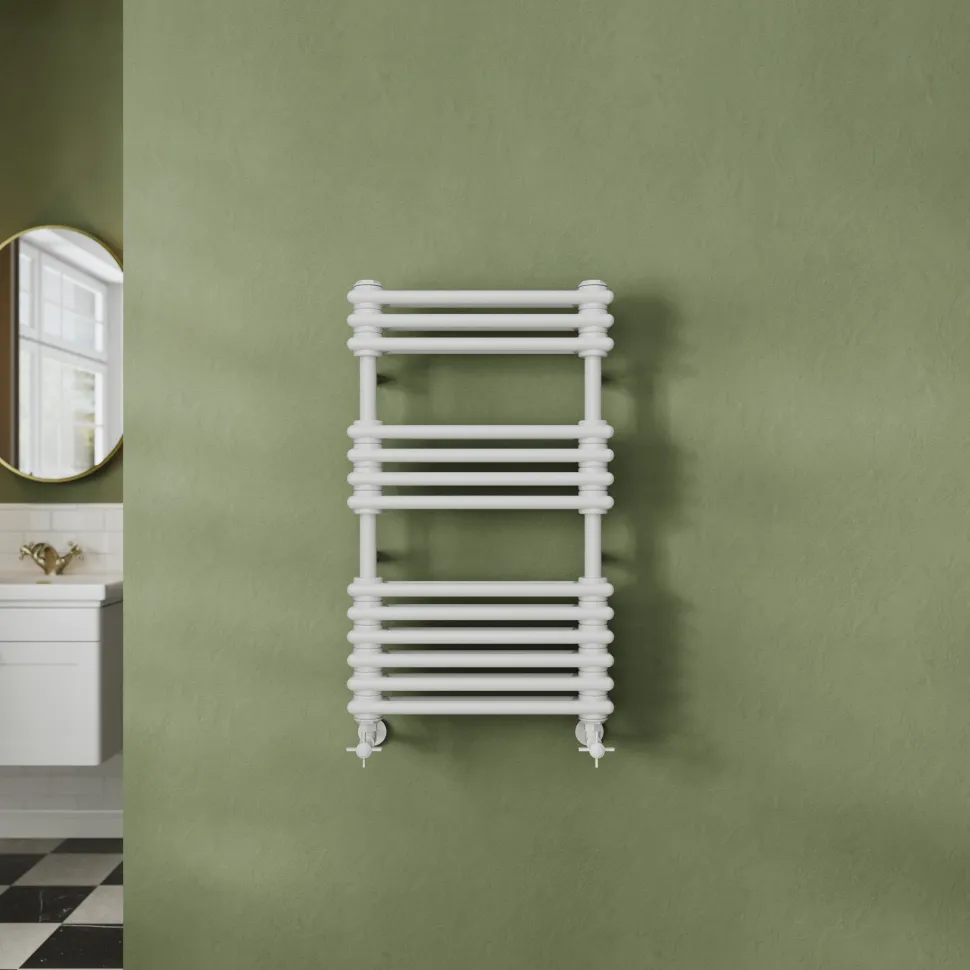 Toasty Montford White Traditional Column Heated Towel Rail