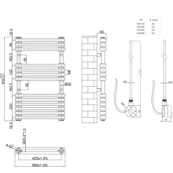 Toasty Montford White Traditional Column Electric Heated Towel Rail with Heating Element