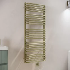 Toasty Nest Brushed Brass Electric Heated Towel Rail with Heating Element