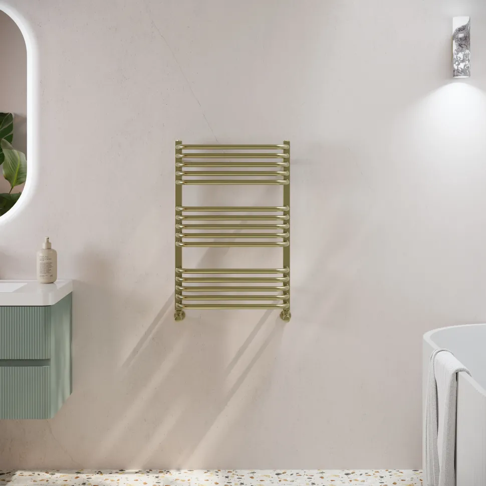 Toasty Nest Brushed Brass Heated Towel Rail