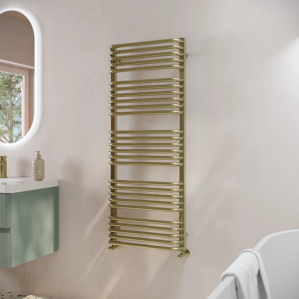 Toasty Nest Brushed Brass Heated Towel Rail