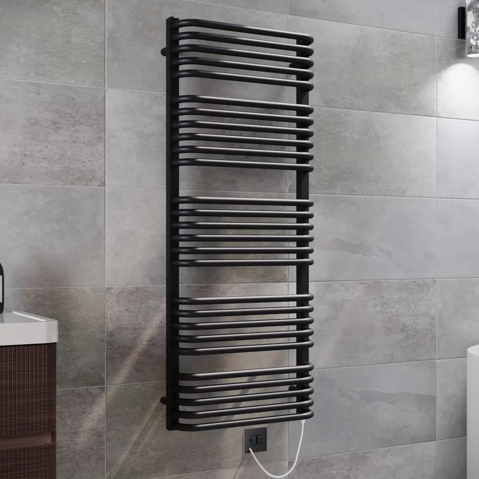 Toasty Nest Matt Black Electric Heated Towel Rail with Heating Element