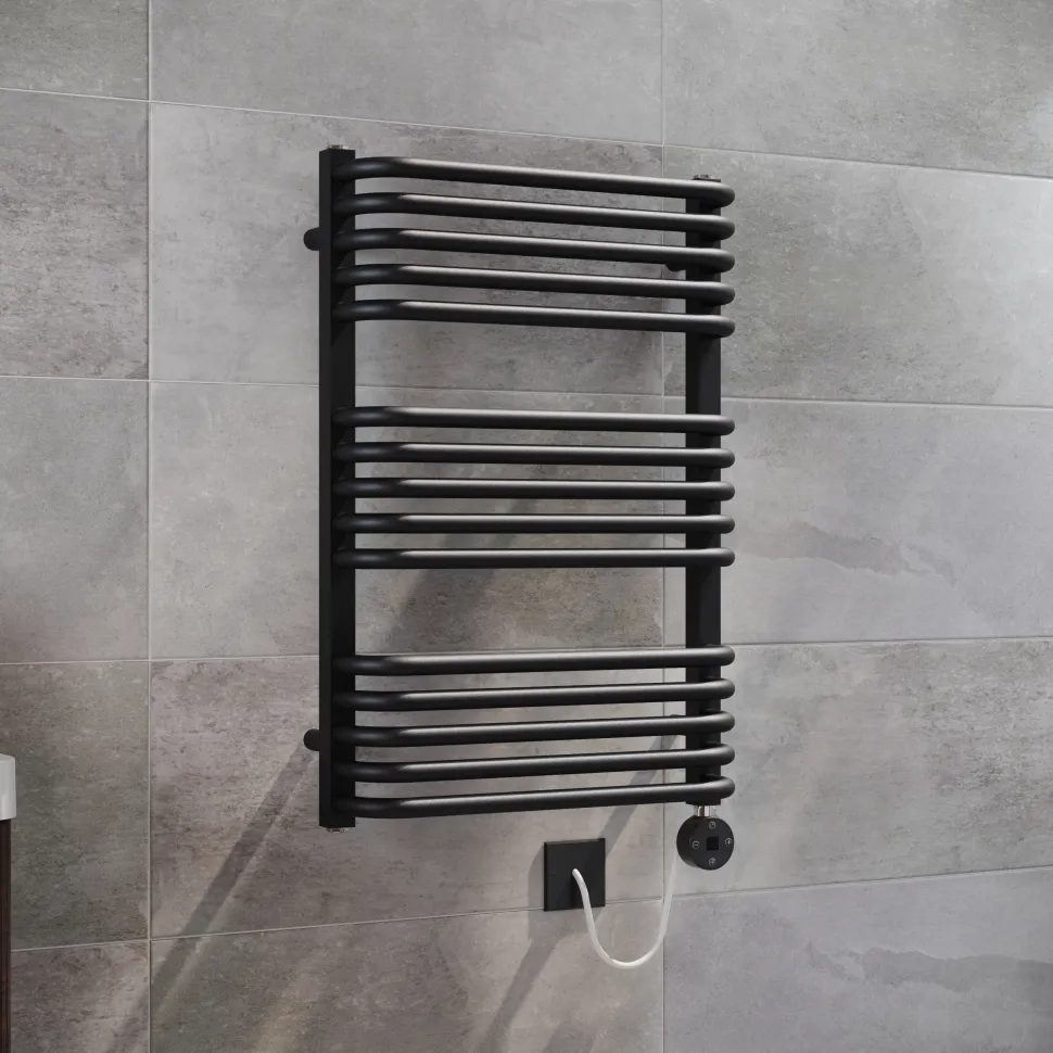 Toasty Nest Matt Black Electric Heated Towel Rail with Heating Element