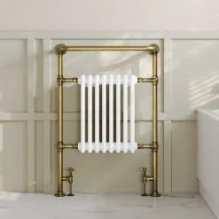Toasty Penrose Antique Brass Traditional Heated Towel Rail - 965 x 675mm