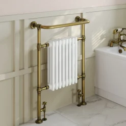 Toasty Penrose Antique Brass Traditional Heated Towel Rail - 965 x 675mm