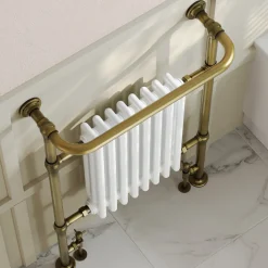 Toasty Penrose Antique Brass Traditional Heated Towel Rail - 965 x 675mm
