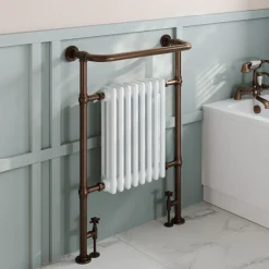 Toasty Penrose Antique Copper Traditional Heated Towel Rail - 965 x 675mm