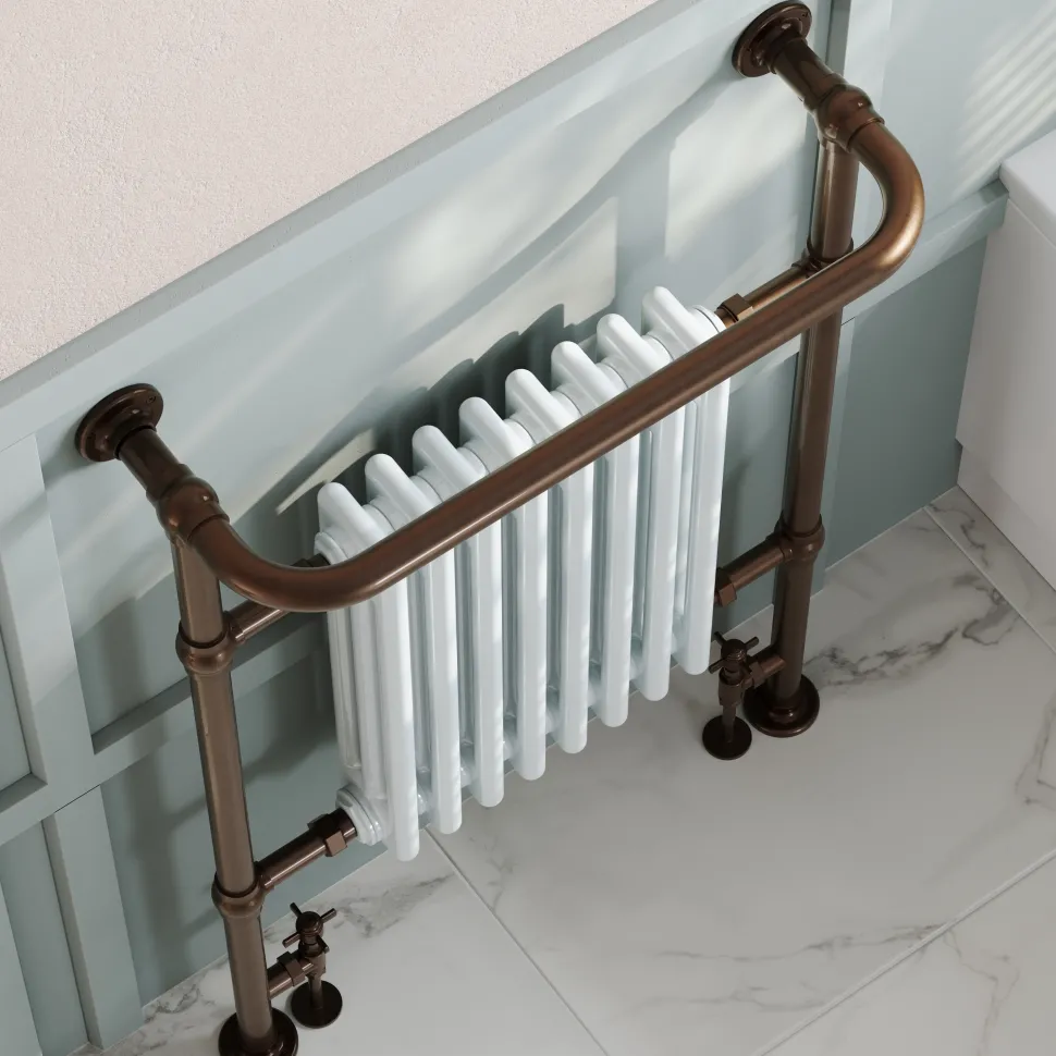 Toasty Penrose Antique Copper Traditional Heated Towel Rail - 965 x 675mm