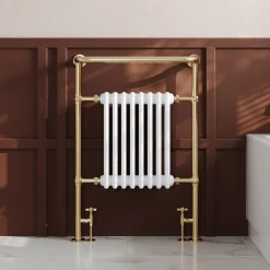 Toasty Penrose Brushed Brass Traditional Heated Towel Rail - 965 x 675mm
