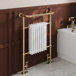 Toasty Penrose Brushed Brass Traditional Heated Towel Rail - 965 x 675mm