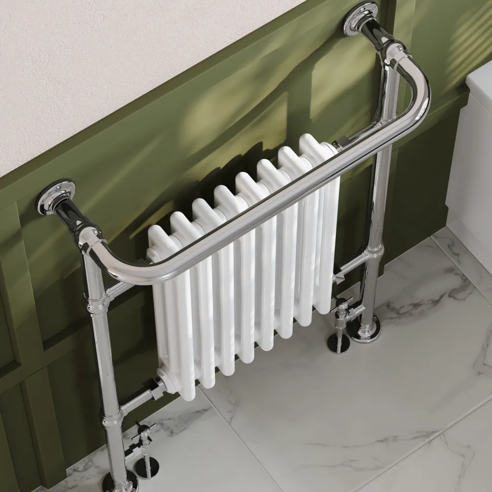 Toasty Penrose Chrome & White Traditional Heated Towel Rail