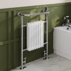Toasty Penrose Chrome & White Traditional Heated Towel Rail