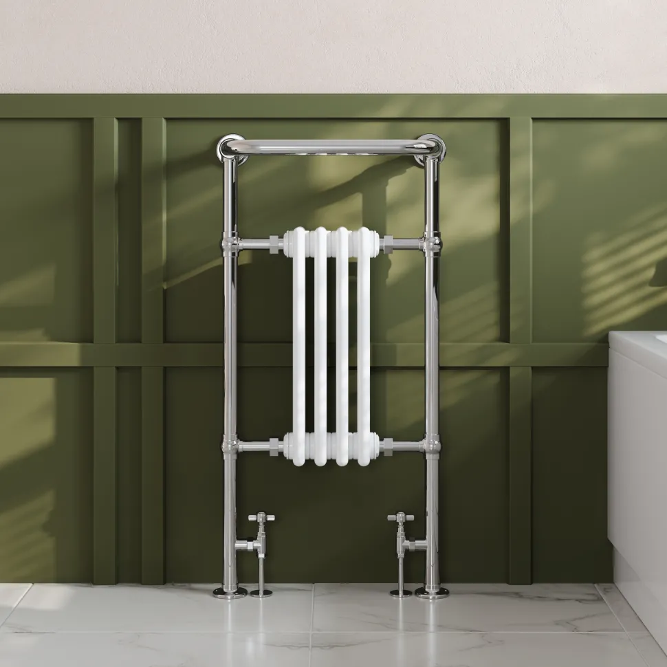 Toasty Penrose Chrome & White Traditional Heated Towel Rail