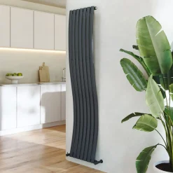 Toasty Plume Anthracite Vertical Wave Radiator - 1800 x 415mm