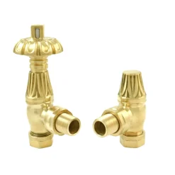 Toasty Polished Brass Traditional Metal Handle Angled Thermostatic Radiator Valve