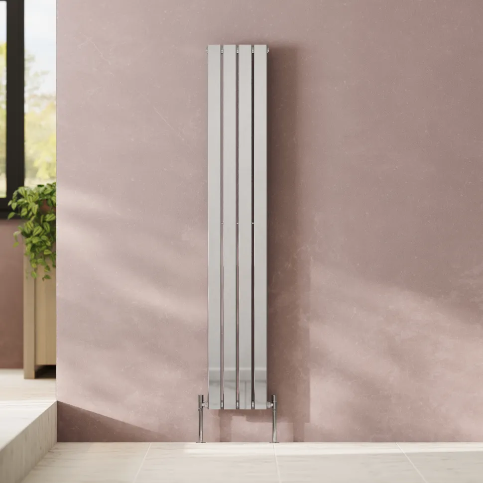 Toasty Radiance Chrome Single Flat Panel Vertical Radiator