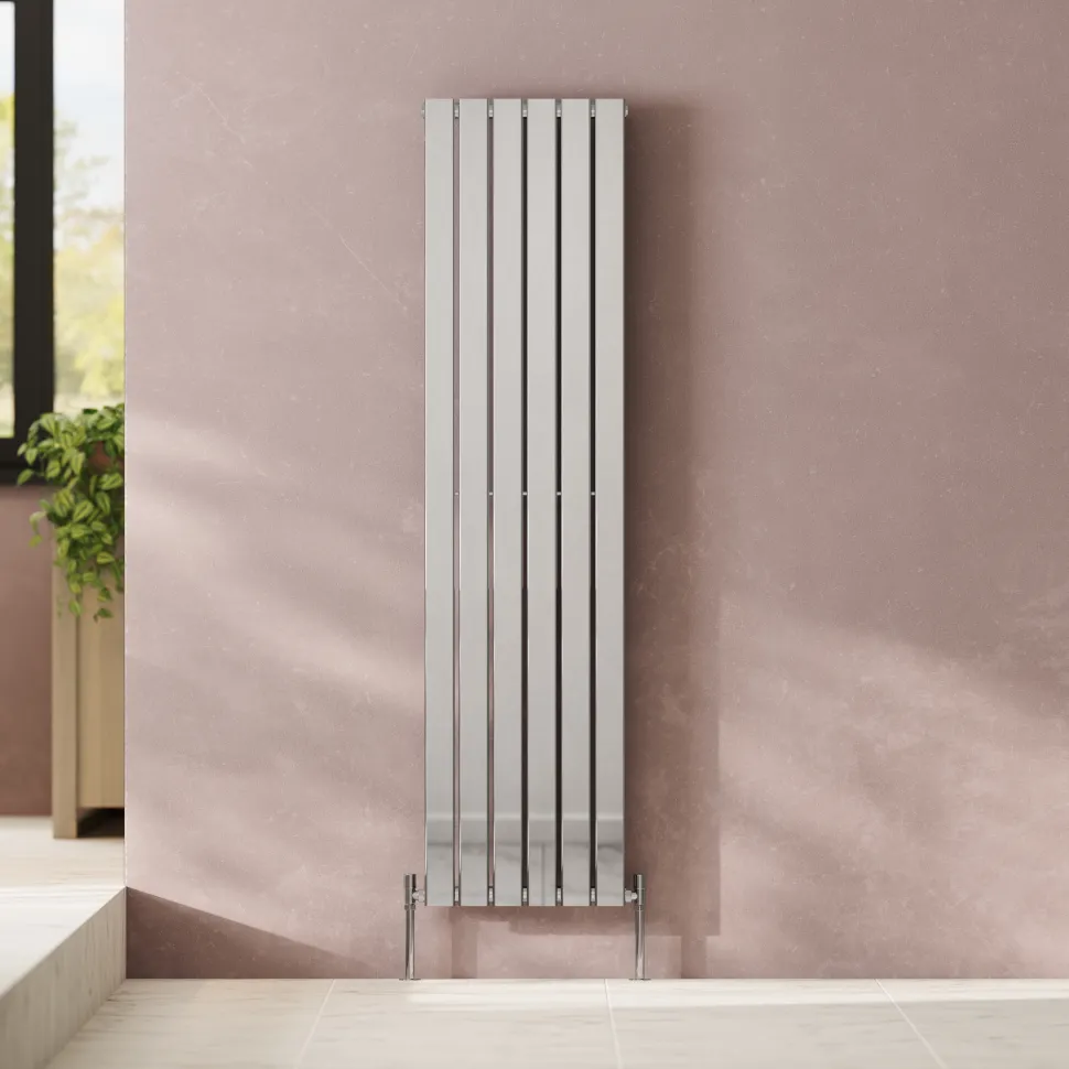 Toasty Radiance Chrome Single Flat Panel Vertical Radiator
