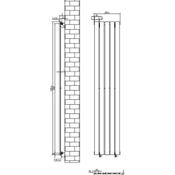 Toasty Radiance Matt Black Flat Panel Vertical Radiator