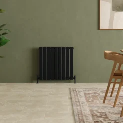 Toasty Radiance Matt Black Flat Panel Horizontal Radiator