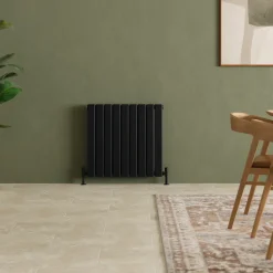 Toasty Radiance Matt Black Flat Panel Horizontal Radiator