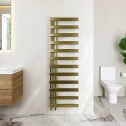 Toasty Retreat Brushed Brass Offset Heated Towel Rail