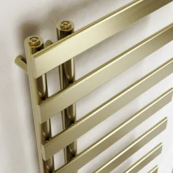 Toasty Retreat Brushed Brass Offset Heated Towel Rail