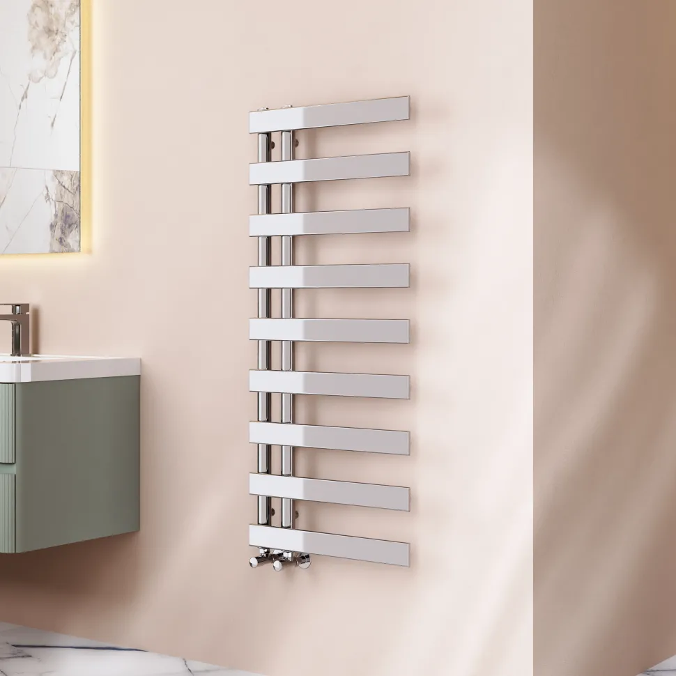 Toasty Retreat Chrome Offset Heated Towel Rail