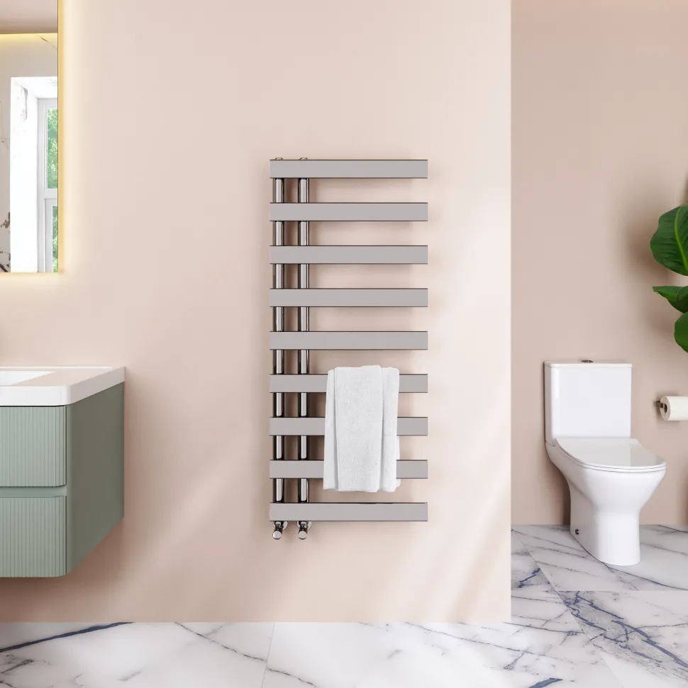 Toasty Retreat Chrome Offset Heated Towel Rail