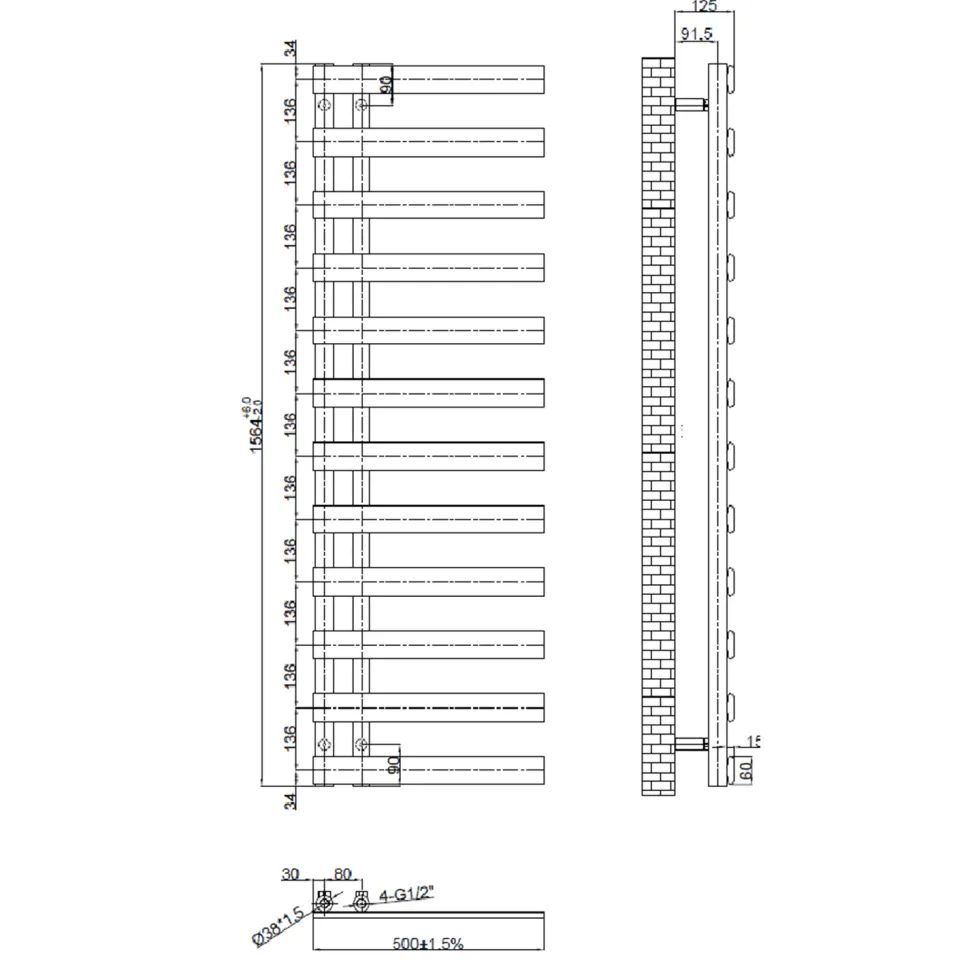 Toasty Retreat Chrome Offset Heated Towel Rail