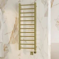 Toasty Rise Brushed Brass Electric Heated Towel Rail with Heating Element