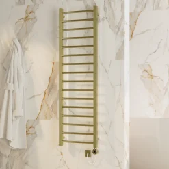 Toasty Rise Brushed Brass Electric Heated Towel Rail with Heating Element