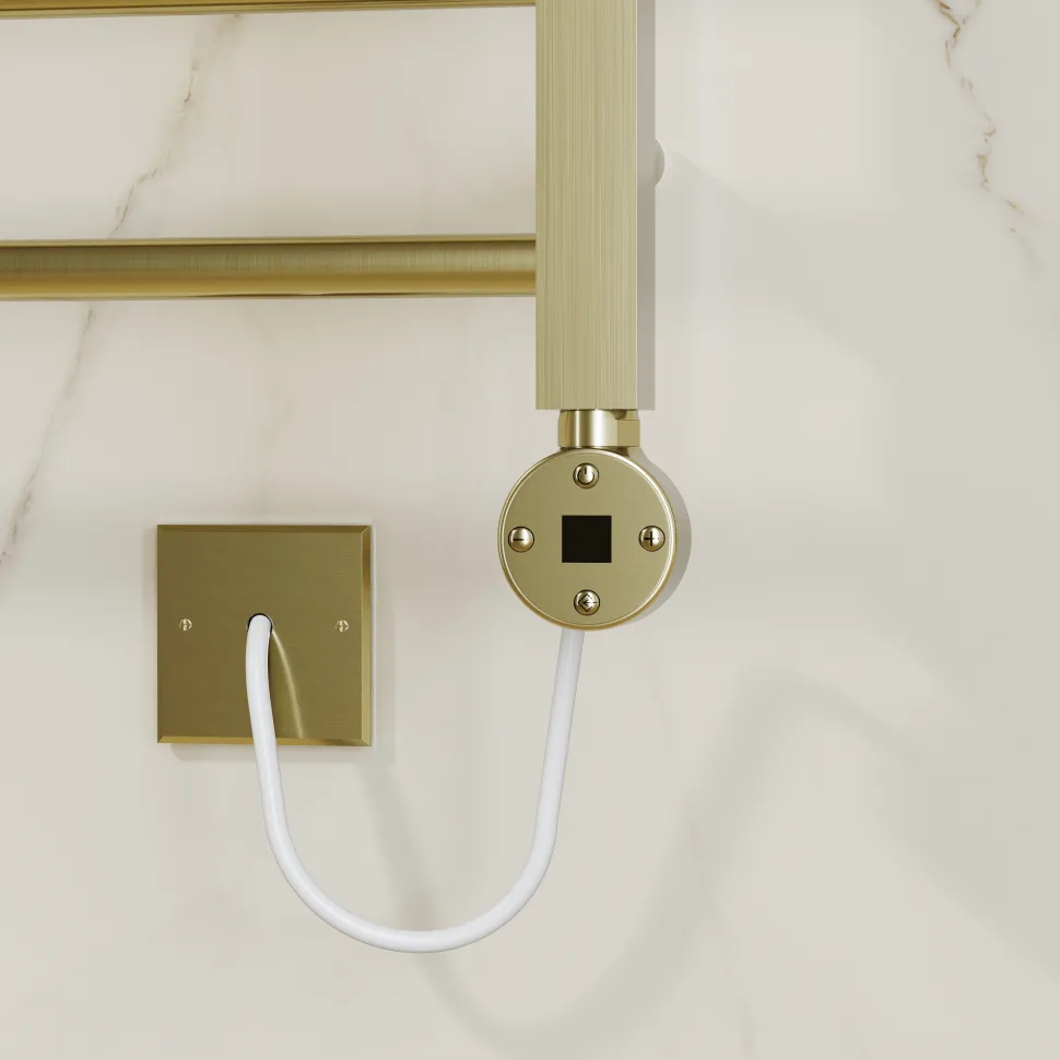 Toasty Rise Brushed Brass Electric Heated Towel Rail with Heating Element