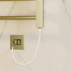 Toasty Rise Brushed Brass Electric Heated Towel Rail with Heating Element