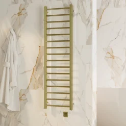 Toasty Rise Brushed Brass Electric Heated Towel Rail with Heating Element