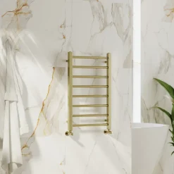 Toasty Rise Brushed Brass Heated Towel Rail